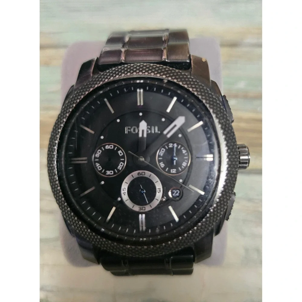 Fossil Machine Chronograph Black Stainless Steel Mens Watch FS4552 - Picture 2 of 5